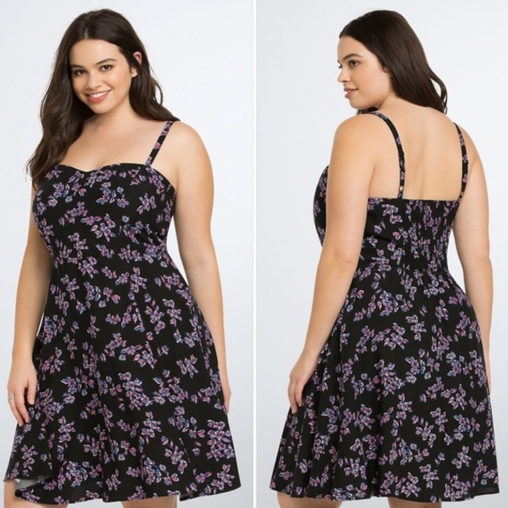 Torrid black floral challis sundress 1X